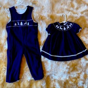 Matching Sibling Smocked Winter Corduroy Outfits